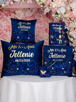 Navy Blue Gold Quinceanera package 4