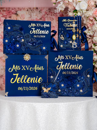 Navy Blue Gold Quinceanera package 3