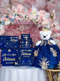 Navy Blue Gold Quinceanera package of pillows set, Bible, rosary and album de fotos