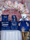 Navy Blue Gold Quinceanera theme pillows set, guest book with album de fotos