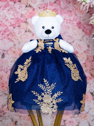 Navy Blue Gold Quinceanera Pillow Set With Teddy Bear / quinceanera-decor Navy Blue Gold Quinceanera Pillow Set With Teddy Bear / quinceanera-decor