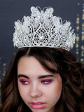 Silver with butterflies Quinceanera Big crown