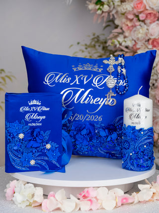 Royal blue silver quinceanera cirio, cirio de quinceanera vela para quincenaera vela de quince anos