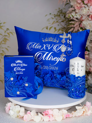 Royal blue silver quinceanera cirio, cirio de quinceanera vela para quincenaera vela de quince anos