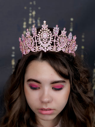 Dusty Rose with Gold Quinceanera Crown