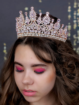 Quinceanera Tiara Light Pink Gold