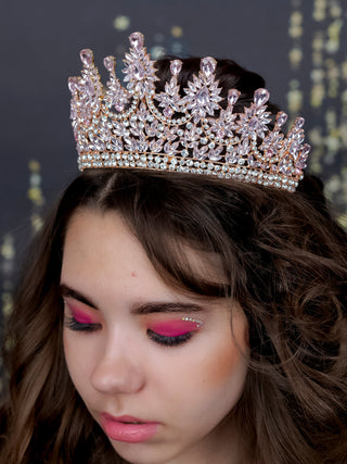 Quinceanera Tiara Light Pink Gold