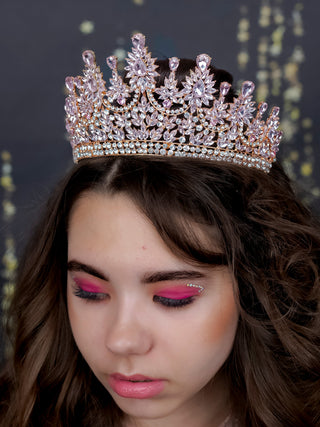 Quinceanera Tiara Light Pink Gold