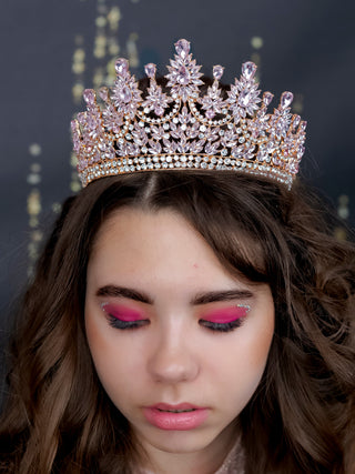 Quinceanera Tiara Light Pink Gold