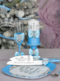 Light Blue Quinceanera Snowflake theme brindis package with candle