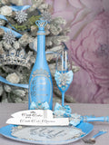 Light Blue Quinceanera Snowflake theme brindis package with bottle