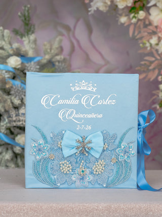 Light Blue Quinceanera Snowflake theme album de fotos
