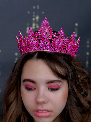Quinceanera crown fuchsia with gold