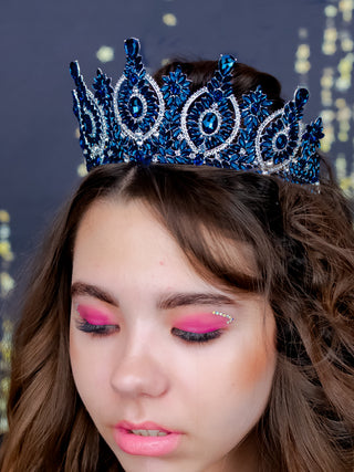 Big Quinceanera crown navy blue silver