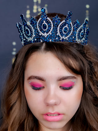 Big Quinceanera crown navy blue silver