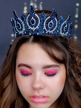 Big Quinceanera crown navy blue silver