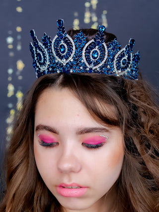 Big Quinceanera crown navy blue silver