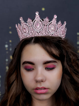 Big Quinceanera crown pink silver