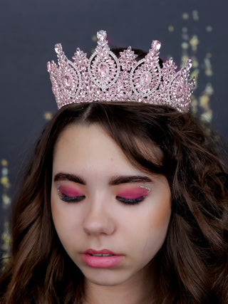 Big Quinceanera crown pink silver