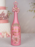 Dusty Pink with Bow quinceanera brindis package with bottle and candle