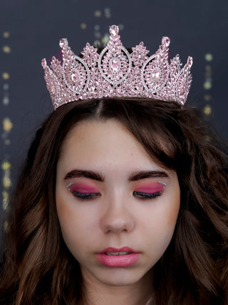 Big Quinceanera crown pink silver