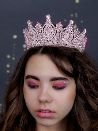 Big Quinceanera crown pink silver
