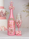 Dusty Pink with Bow quinceanera bottle