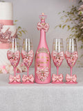 Dusty Pink with Bow 1 quinceanera champagne glass