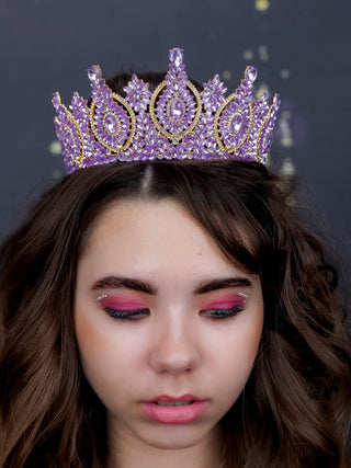 Big Quinceanera Crown Lavander with gold