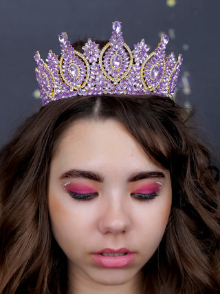 Big Quinceanera Crown Lavander with gold