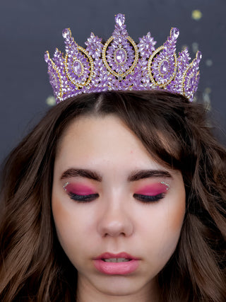 Big Quinceanera Crown Lavander with gold