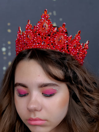 Quinceanera crown red with gold