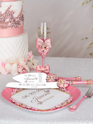 Dusty Pink with Bow quinceanera brindis package