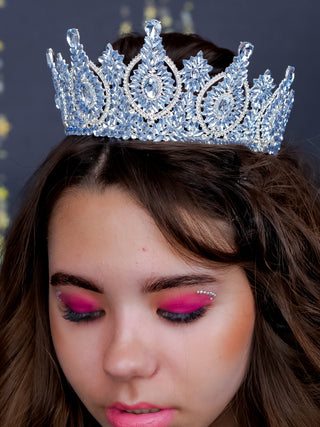 Dusty Blue with silver Quinceanera Crown