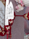 Wine Red with Butterfly quinceanera cake knife and server