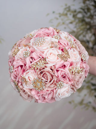 Blush pink ramos de mano para quinceañera 9 inches