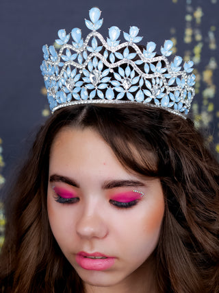 Big Quinceanera crown light blue silver