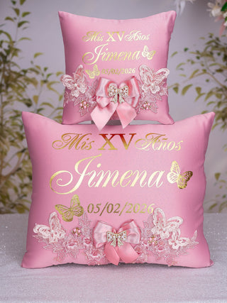 Dusty Pink with Bow quinceanera guest book with pen