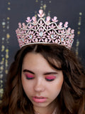 Big Light Pink Gold Quinceanera Crown