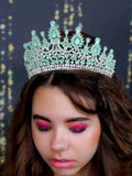 Sage Green Quinceanera Crown with Silver