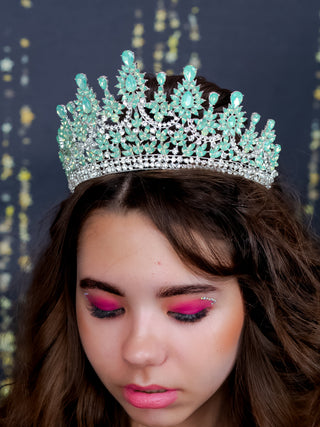 Sage Green Quinceanera Crown with Silver