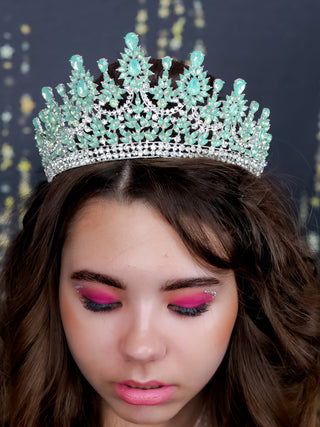 Sage Green Quinceanera Crown with Silver