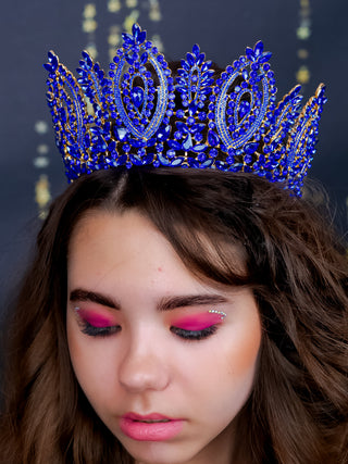 Big Quinceanera crown royal blue gold