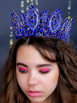 Big Quinceanera crown royal blue gold