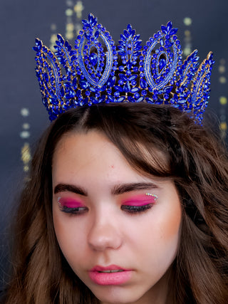 Big Quinceanera crown royal blue gold