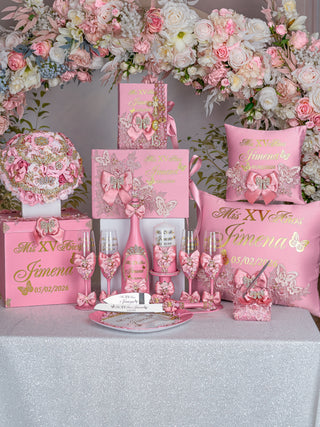 Dusty Rose with Bow Quinceanera package 1
