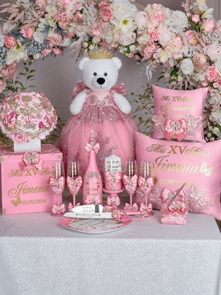 Dusty Rose with Bow album de fotos para Quinceanera