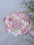 Dusty Rose with Bow Quinceanera Bouquet 13 inches