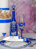 Royal blue with gold butterfly quinceanera bottle