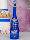 Royal blue with gold butterfly quinceanera bottle
